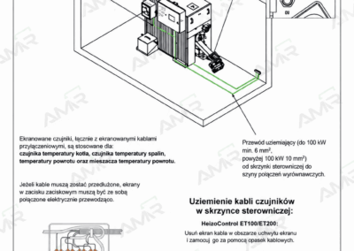 Rysunek techniczny kotła RHK-AK 1000 P na zrębkę drzewną i leśną, także o zmiennej jakości, moc 1000 kW, wyrównanie potencjałów